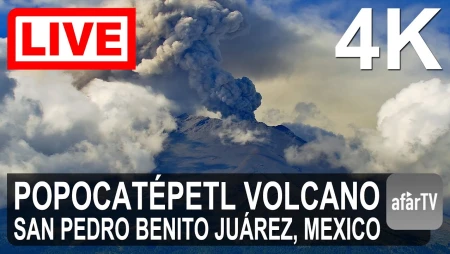 Popocatépetl Volcano Live from San Pedro Benito Juárez, Mexico